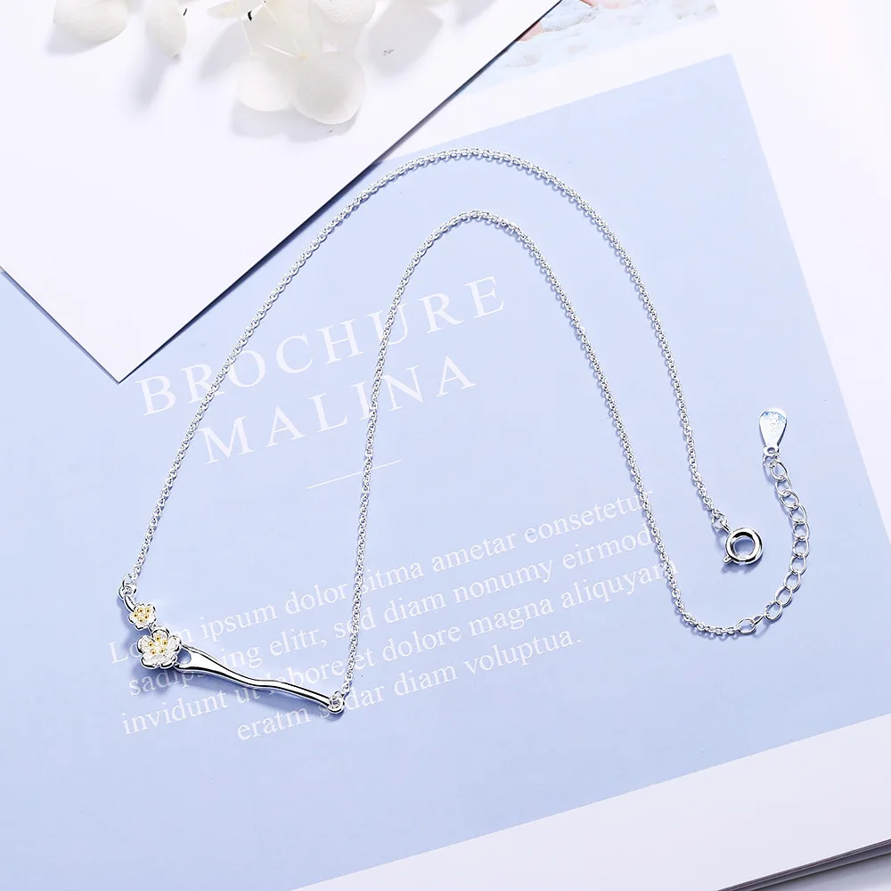 Женское ожерелье из серебра 925 пробы с цветком вишни|Ожерелья| |