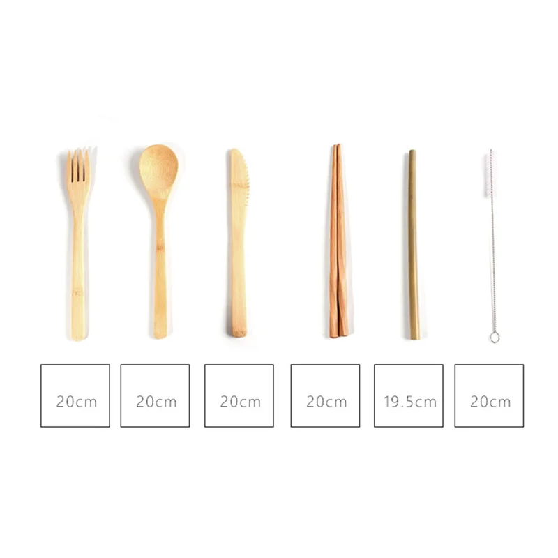 Портативный Набор бамбуковых столовых приборов дорожный экологически чистый