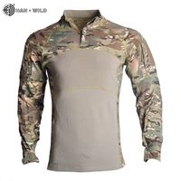 han wild combat shirt men long sleeve military style tactical t shirts camouflage multicam airsoft special swat t shirts for man