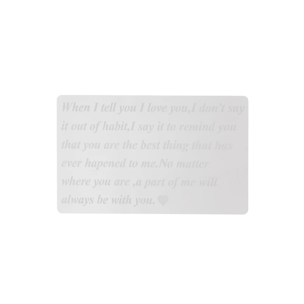 8-silver 1 шт. мини-кошелек с гравировкой и надписью Love Note, уникальный дизайн, кошелек из нержавеющей стали, открытка для юбилея, памятные подарки бойфренда - Цвет: 8-silver