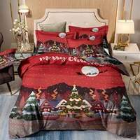 merry christmas bedding set red double christmas tree single queen king size reversible snow pattern bedclothes for kids adult