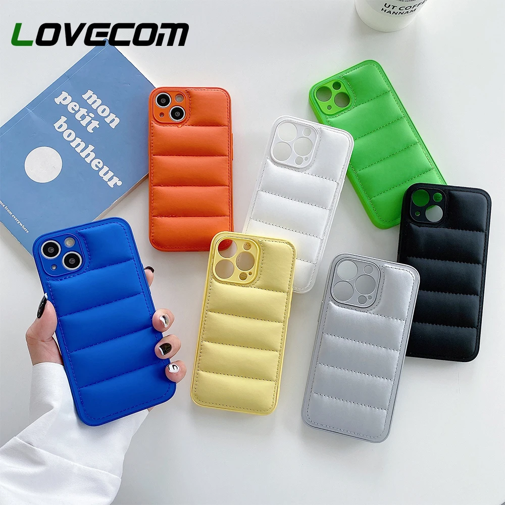 

Однотонный кожаный чехол-пуховик с волнистым узором для телефона iPhone 13 Pro Max 11 12 Pro Max XR XS Max 7 8 Plus X, мягкий чехол-накладка