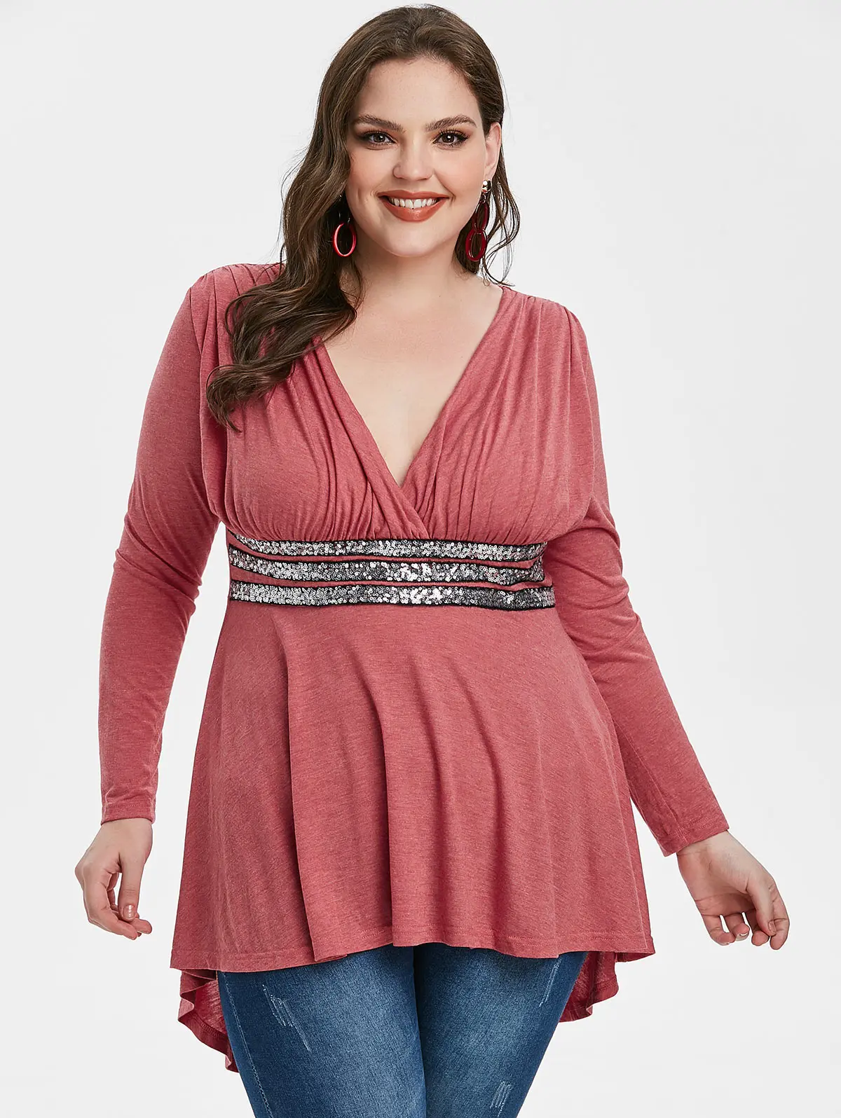 ROSEGAL 5X женская розовая футболка с длинным рукавом и рисунком арбуза топ размера