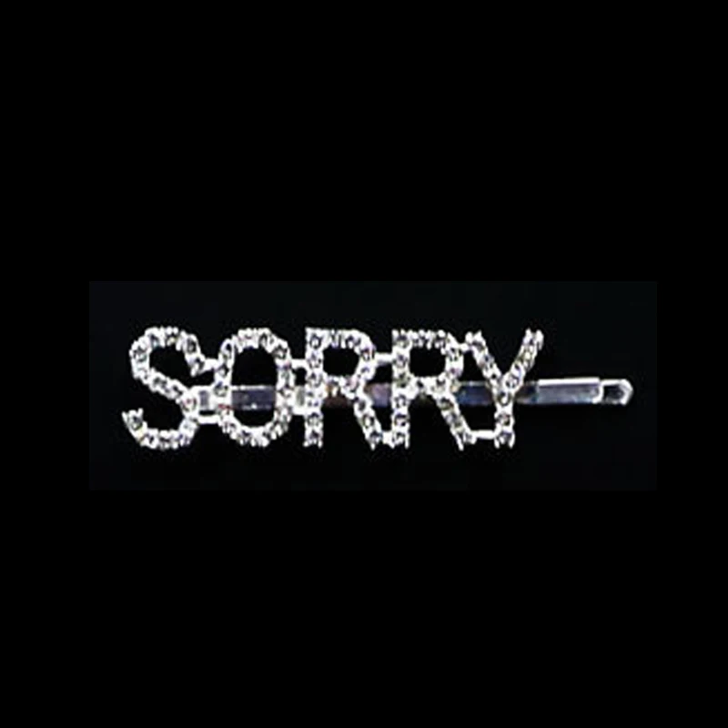 SORRY 1 шт. ошибка/девушка/грубая/любовная буква слово стразы заколка для волос с кристаллами заколка для волос заколки для волос орнамент заколки-пряжки аксессуары для укладки волос - Цвет: SORRY