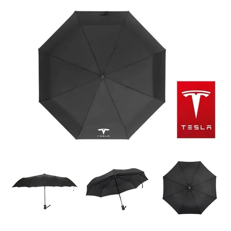 Online Ombrello Pieghevole Automatico Per Auto Pioggia Per Tesla Modello 3 Modello X Modello S Y Logo Parasole Antivento Uomo Regalo Accessori Per Lo Styling Dell'auto