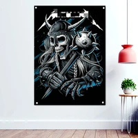 scary skeleton brutal death metal artworks banners tapestry dark wall art background hanging cloth rock band icon poster flag