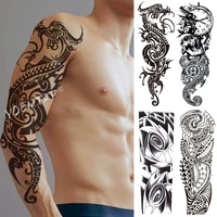 large arm sleeve tattoo maori dragon flame waterproof temporary tatoo sticker skull majesty men women full totem tatto