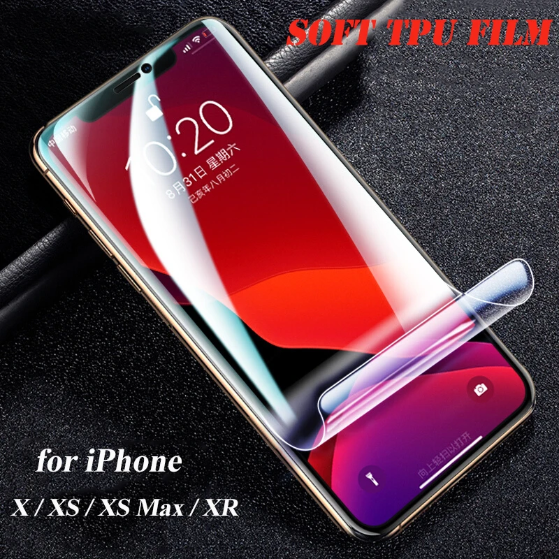 Мягкая пленка из ТПУ для Apple iPhone XS Max X XR 3D полное покрытие Защита экрана