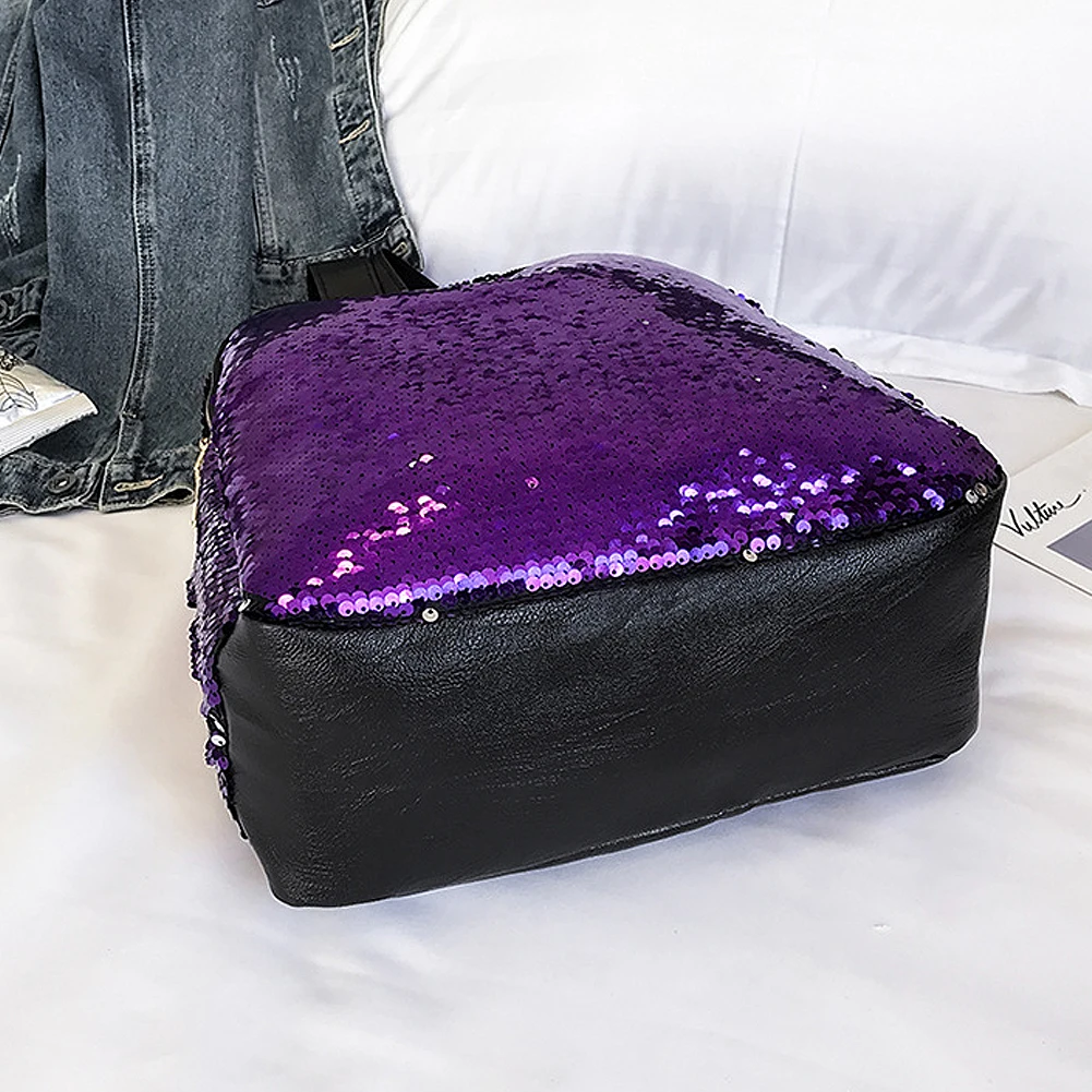 Женский рюкзак с блестками кожаный защитой от кражи повседневный Школьный