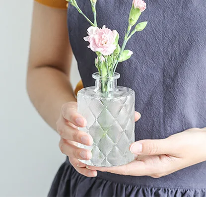

2021 Simple Transparent Glass Small Vase Nordic Decoration Living Room Flower Home Vases Aromatherapy Bottle