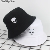 cool alien print bucket hats for women men sun hat summer fashion sunscreen fisherman panama hip hop caps breathable cotton 2020