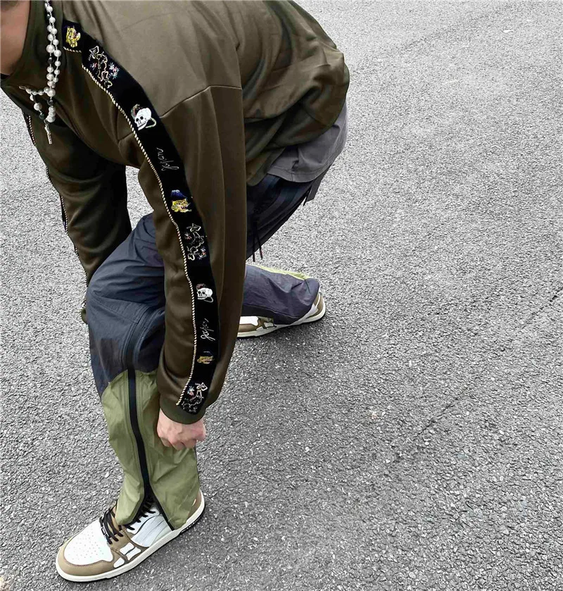 

2021ss Army Green Kapital Jacket Men Women 1:1 Best Quality Tokyo limit Zip Gold Embroidered Ribbon Sport coat