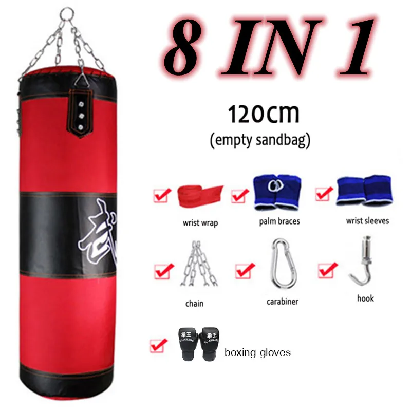 8 in 1 Professional Boxing Sandbag Punching Bag Training Fitness with Hanging Kick Adults Gym Exercise Empty-Heavy | Спорт и
