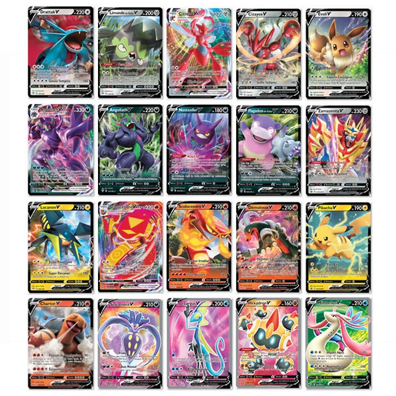 50 300 шт французская версия Pokemon Card с 100 тегов команда 200 G x 150 V Max VMAX|Коллекционные