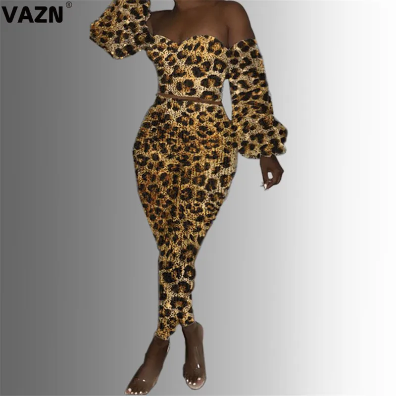 Новинка Леопардовый цвет Женский 2019 Повседневный Топ с открытыми плечами и