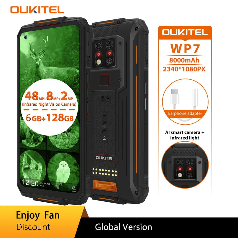 

Смартфон OUKITEL WP7, 6 + 8/128 ГБ, 8000 мА ч, 6,53 дюйма, 48 МП