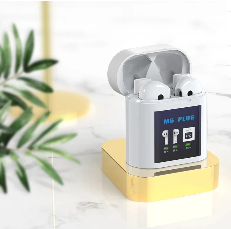 

M6 Wireless Earphone Bluetooth 5.0 In Ear Sound Stereo Music Headphones LED Display Bluetooth Headsets With Temperature Measure