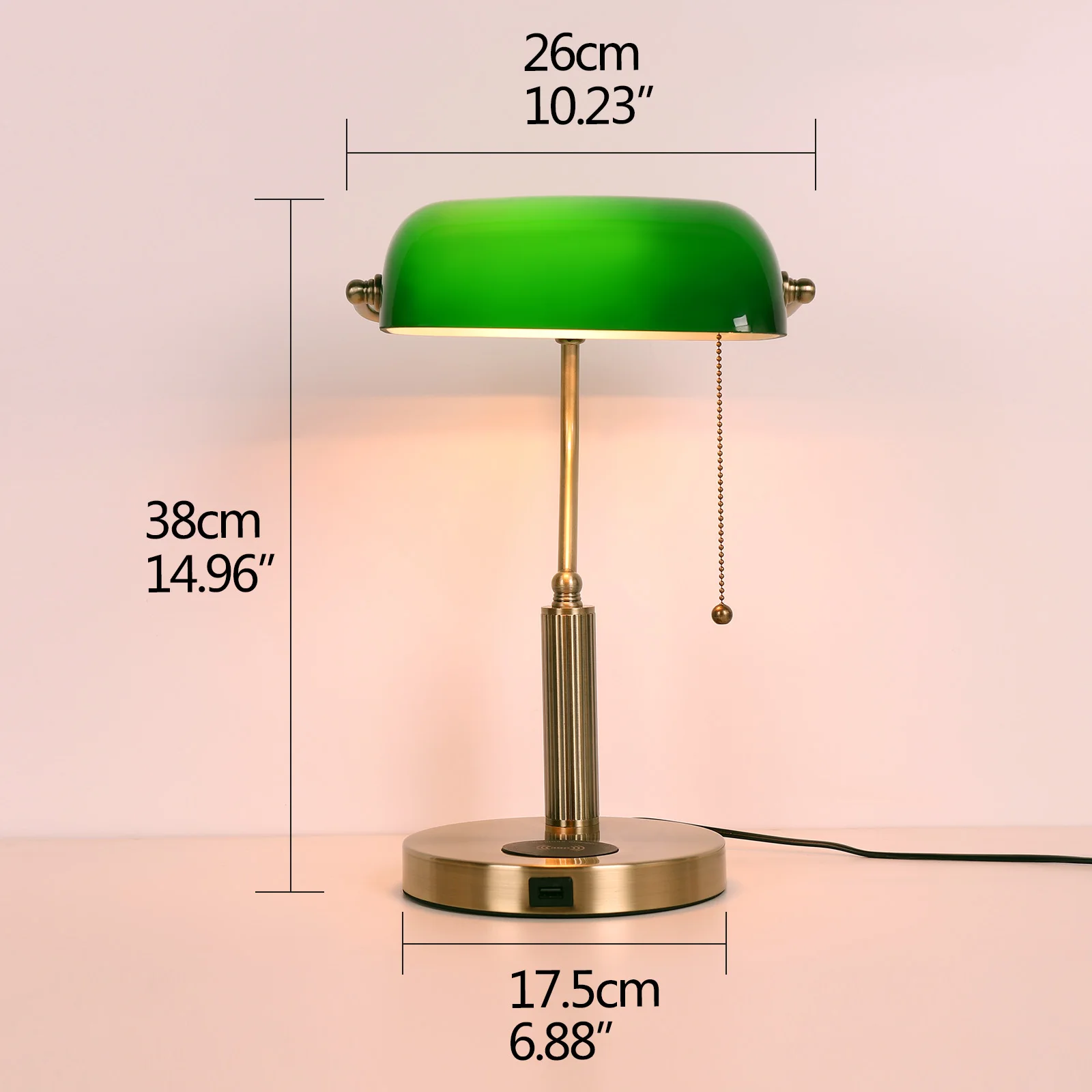 new retro e27e26 banker desk lamp green usb charging desk lamp mobile phone wireless charging living room study bedside lights free global shipping