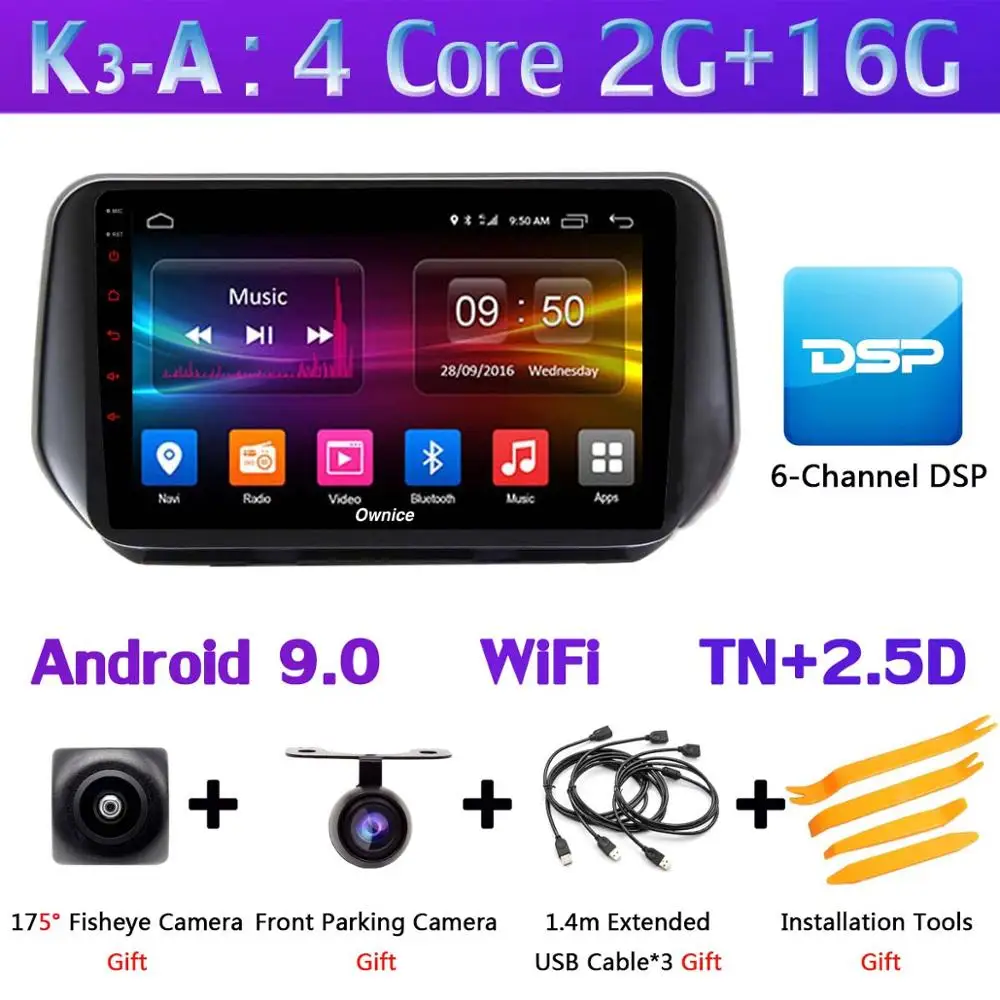 K3-A 1 din 360 ° камера Android 9,0 4+ 64G gps радио CarPlay DSP SPDIF Автомобильный мультимедийный плеер для hyundai Santa FE SantaFE XL - Цвет: K3-A