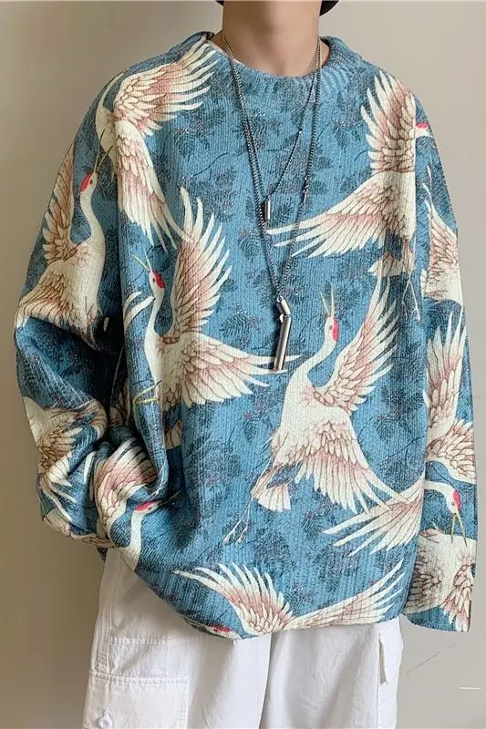 

2021 newWinter Men's In Warm Coats Cashmere Printing Knitting Woolen Sweaters High-quality Loose Casual Pullover M-XL