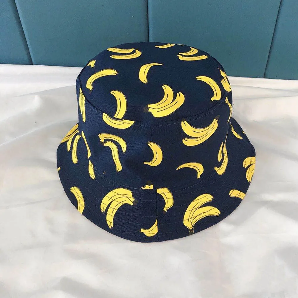 

Fashion Bucket Hat Men Women Summer Bucket Cap Banana Print Bob Hat Hip Hop Sun Cap Fishing Fisherman Hat
