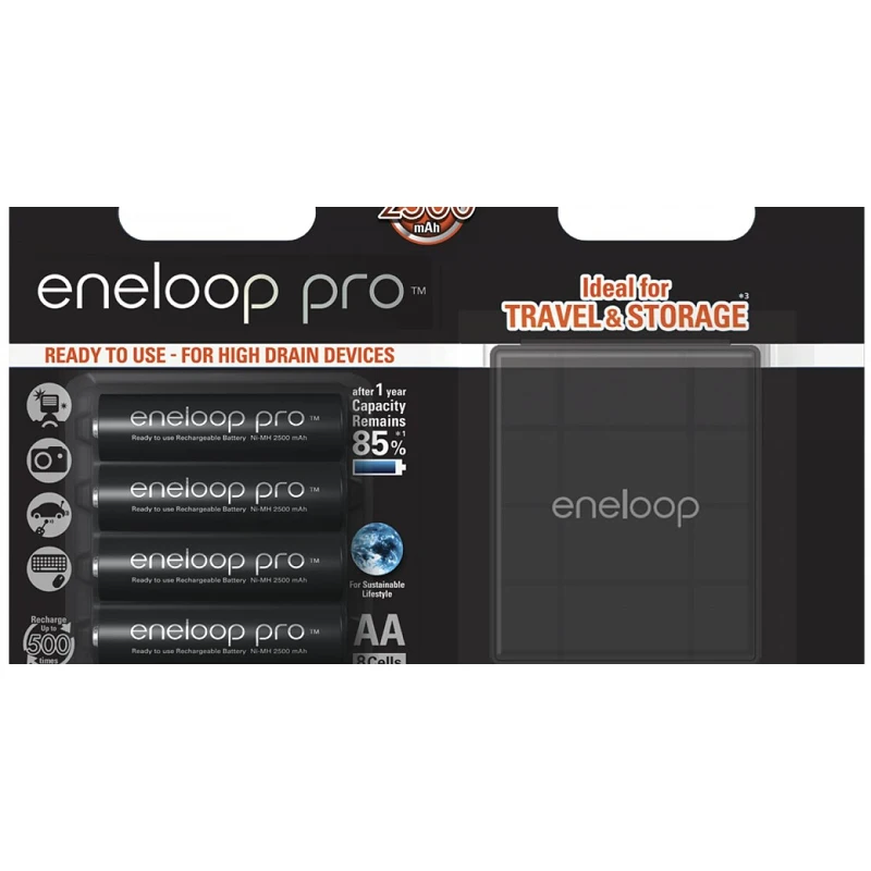 Аккумуляторы Panasonic Eneloop Pro (AA) BK 3HCDEC4BE 2500 mAh Ni MH 4 шт + кейс|Перезаряжаемые батареи| |