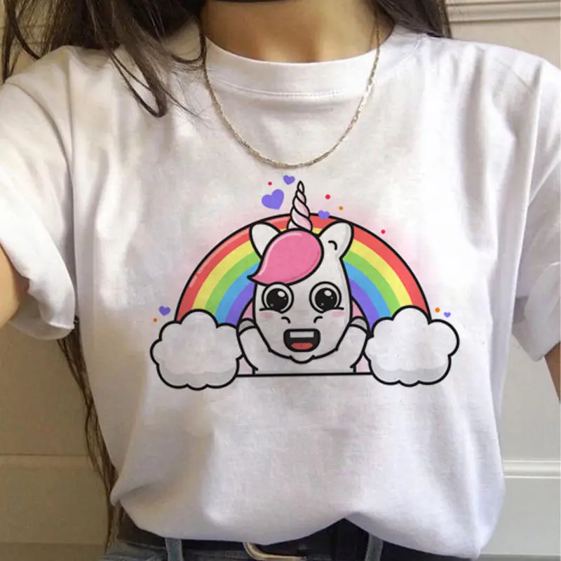 

Unicorn new Kawaii Harajuku funny T-shirt female 2020 unicorn Ulzzang cartoon T-shirt 90s printed T-shirt ladies shirt T-shirt