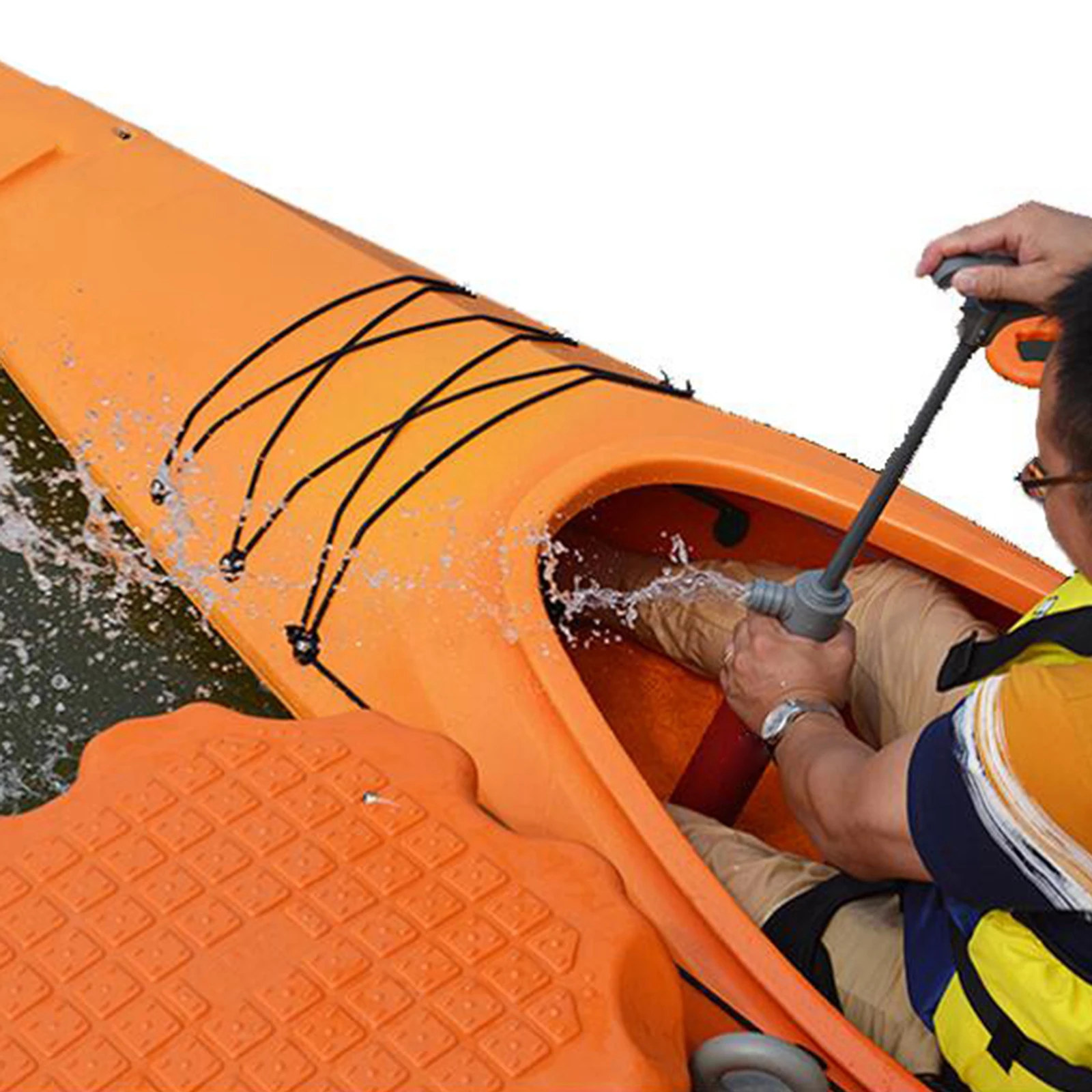 

Premium Bilge Pump, Portable Emergency Manual Bilge Drainage Floating Water Pump with 60cm Hose for Kayak Canoe Boat