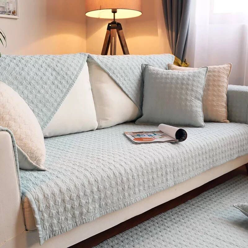 Однотонный Хлопковый чехол для дивана грязеотталкивающий нескользящий диван