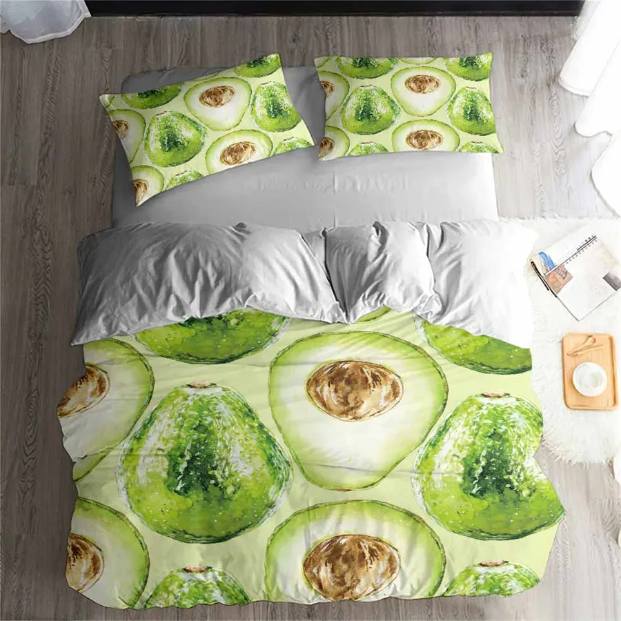 HELENGILI 3D Постельное белье фруктов авокадо печати пододеяльник набор похожая на