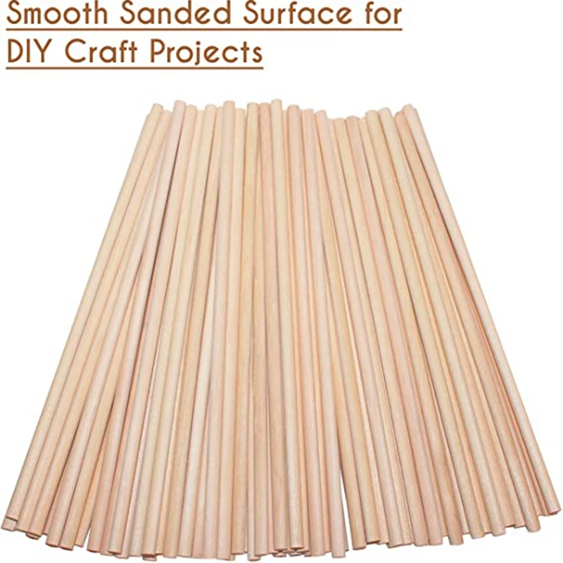 

300 Round Natural Wood Sticks - Children'S Crafts for Creative Crafts and Decorations