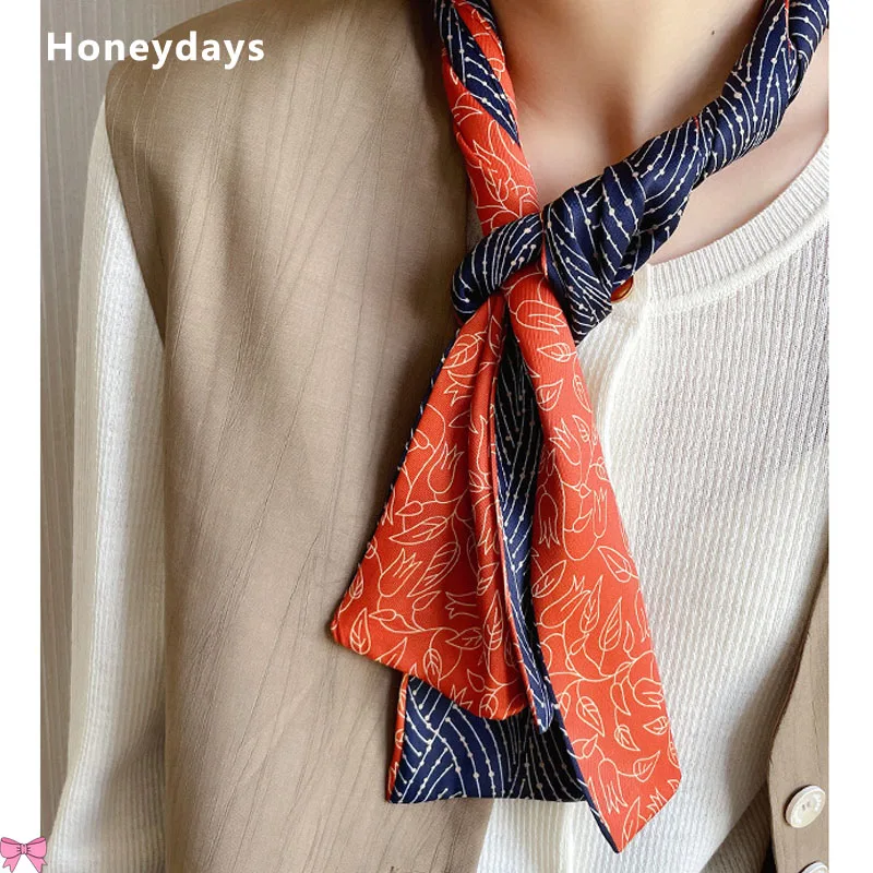 

Designer Fashion Print Ladies Silk Scarf Travel Decoration Scarfs Artistic Neckerchief Multifunctional Ribbon Lady Wrap Scarves