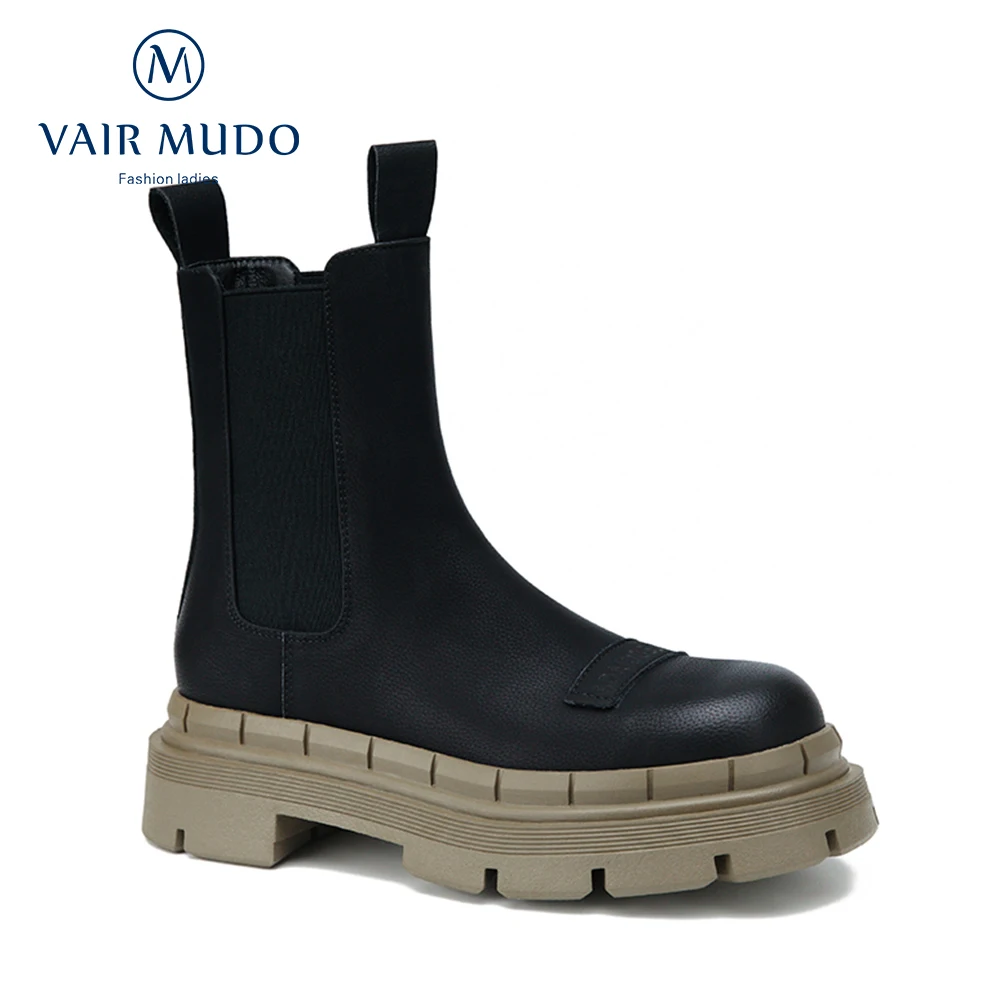 

Fashion Ankle Boots Ladies Shoes Women Chelsea Boots Platform Genuine Leather Shoes Elastic Band Ankle Ladies Shoes Boots DX155L
