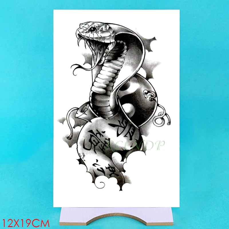 Водостойкие Временные татуировки-наклейки Кобра змея животные имитация