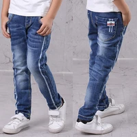 ienens fashion kids jeans boys denim long pants spring autumn slim jeans young boy cowboy trousers elastic waist pants 5 13y