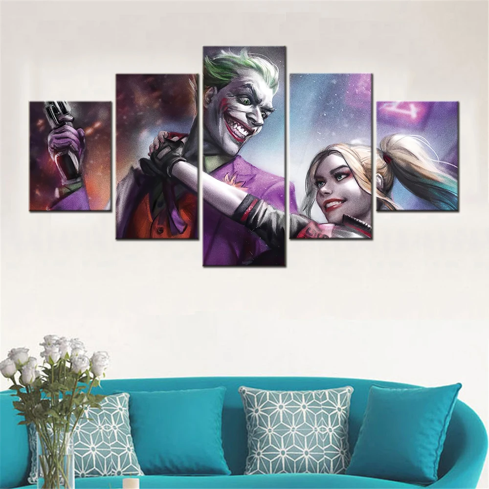 5 шт. Настенная картина из аниме Джокер и Харли | Дом сад