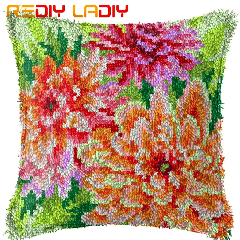 Крюк с защелкой подушки Георгин цветы напечатаным холстом передней акриловой