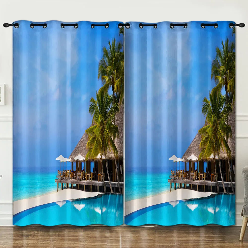 Красивые Морские Пейзажи в летней спальне гостиной украшение занавески фон