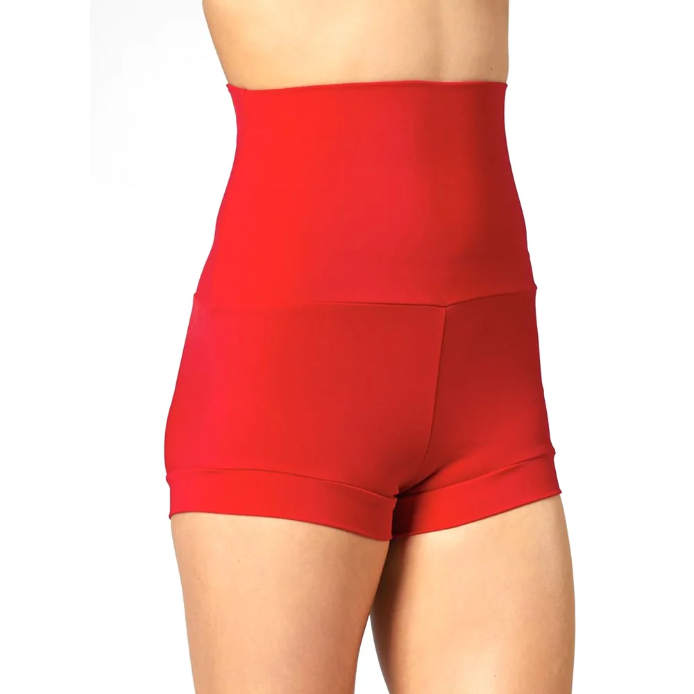 

Girls Spandex High-Rise Waist Foldover Workout Dance Stage Performance Shorts