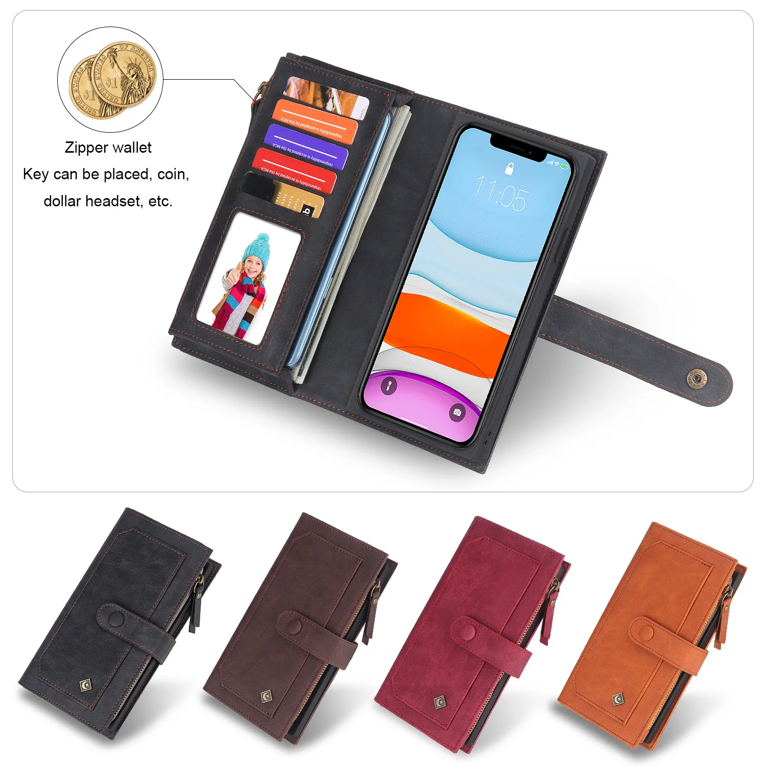 

Luxury Leather Case for iPhone 11 Pro X XR Xs Max 7 plus wallet phone bag Stand Cover For iphone 8 6 Plus 6s 7Plus Cases coque