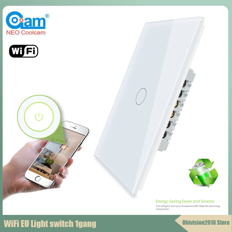 Умный светильник ель Coolcam Z wave Plus US Touch 1 клавиша 908 4 МГц для Alexa Google Home Tuyasmart Smart