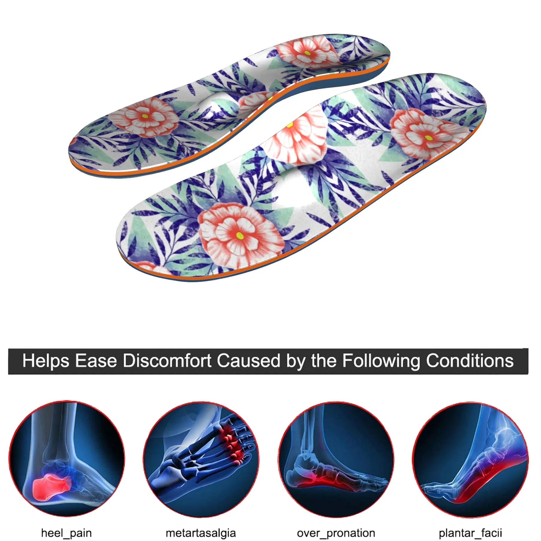 Colored flat feet, high arch support, orthopedic insoles, plantar fasciitis, men’s and women’s sports, running insoles, insert p