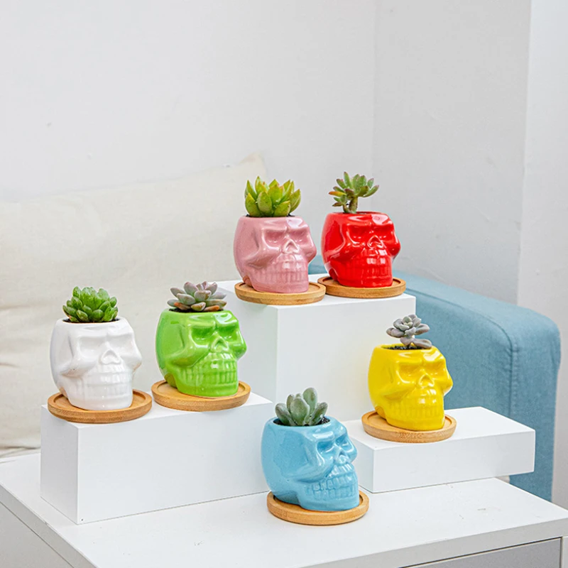 Керамический цветочный горшок в форме черепа цветочная ваза горшки для растений