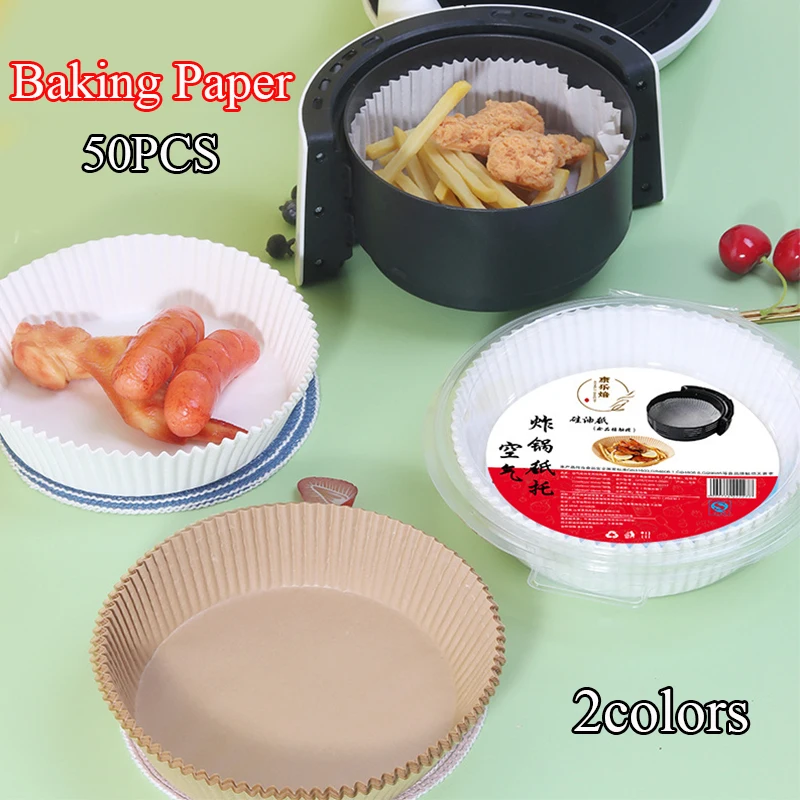 

50 Pcs/Set 16 cm Air Fryer Disposable Paper Liner Non-Stick Mat Parchment Wood Pulp Steamer Round Paper Liner Dropshipping