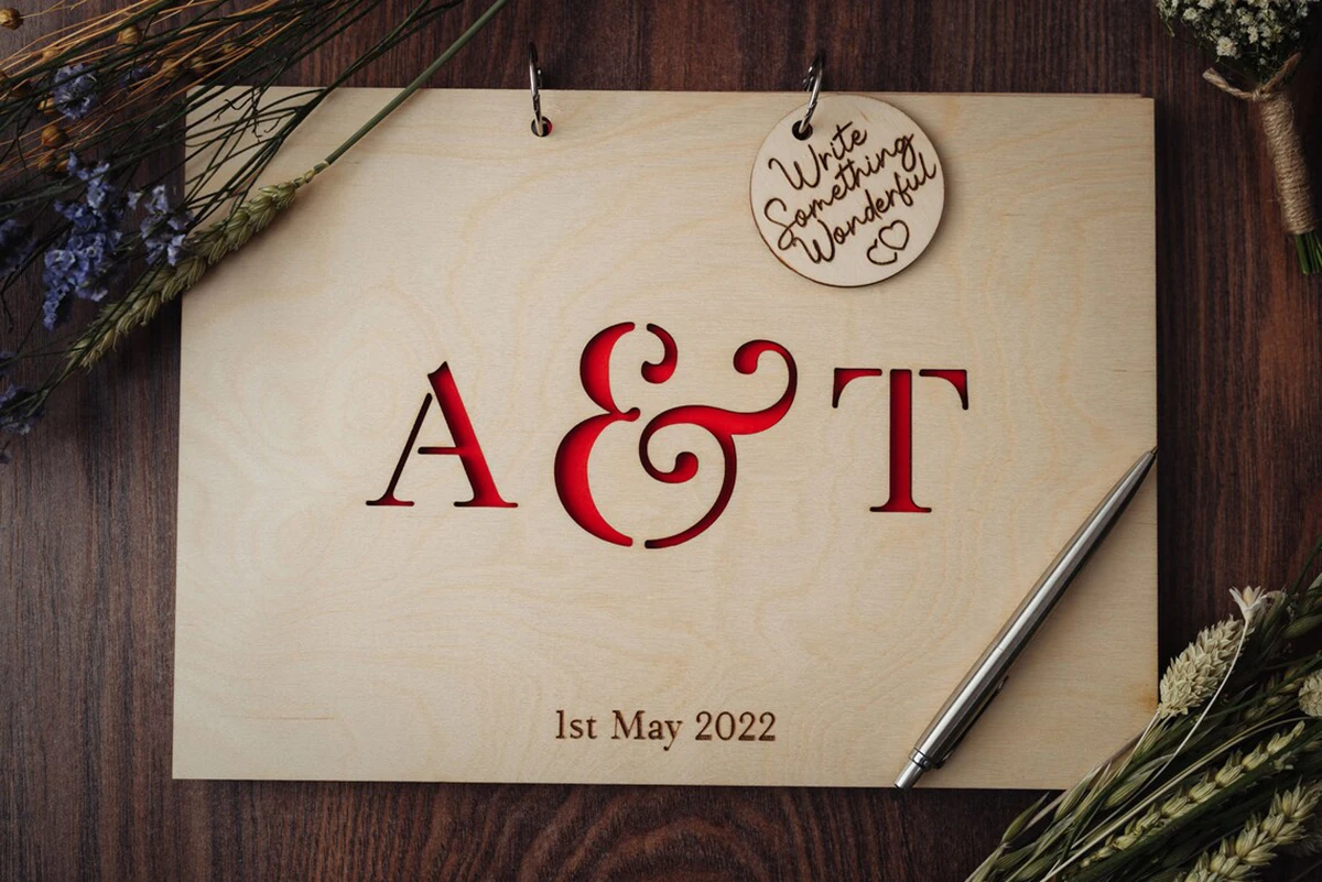 

Wooden Guestbook,Wooden Wedding Guest Book,Alternative Wedding Guestbook,Clean and Classic Design,Modern Guest Book,Personalize