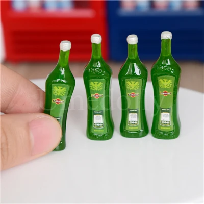 4pcs wine bottle Классический 1/12 кукольный домик миниатюрные бутылки для виски вина ролевые игры Дом Кухня Еда для куклы напиток аксессуары - Цвет: 4pcs wine bottle