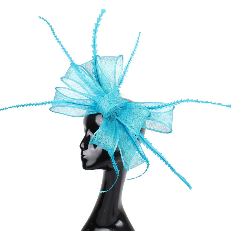 Fashion Big Bow Sinamay Fashion Headwear Hair Clip Show Wedding Women Fascinator Hat With Fancy Father Show Hair Accessories