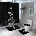 Водонепроницаемые шторы для ванной комнаты, цветные цветы цветов тюльпана, лотоса, ранцы для душа, Нескользящие коврики, крышка для унитаза и коврик для ванной