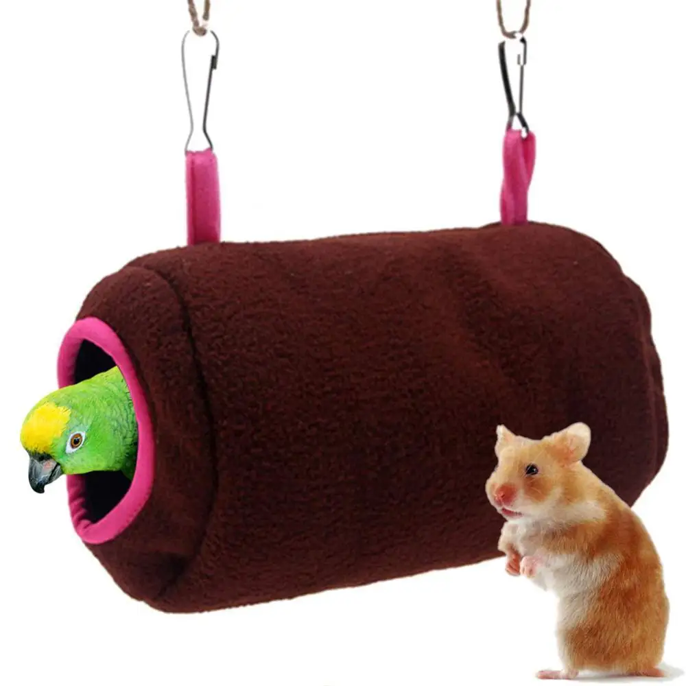 

Winter Warm Plush Fluffy Tunnel Bird Hamster Nest House Hanging Hammock Cage