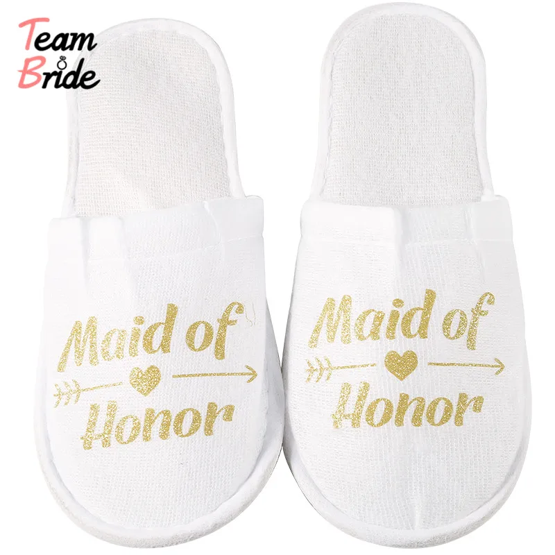 Шлепанцы Свадебные для невесты золотые шлепанцы подружки вечеринки спа дня ночи